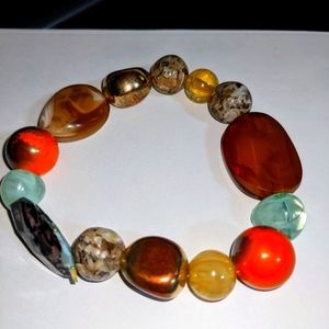 Garnet and quartz stone stretch bracelet